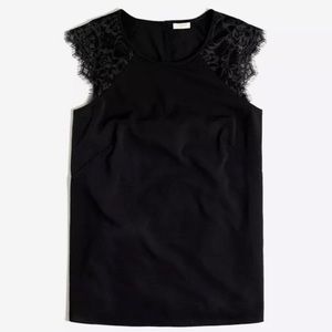 NWT J Crew Lace Top Black Size 0